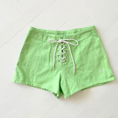 1970s Lime Cotton Lace-Up Shorts 