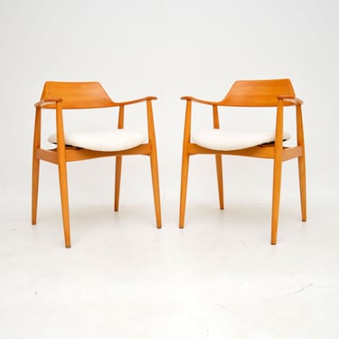 1960’s Pair of Danish Vintage Cherry Wood Armchairs