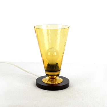 Table lamp with rosewood base Art Deco 30s glass shade turned lamp vintage lamp design table lamp light 