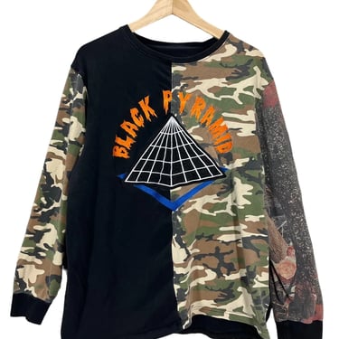 Men’s Black Pyramid Camo Embroidered Long Sleeve Shirt XL
