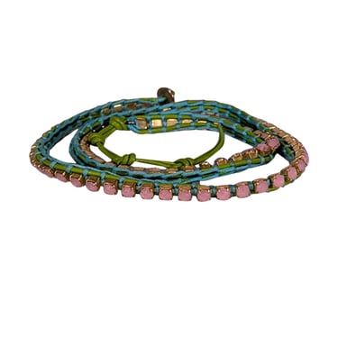 Chan Luu - Green & Blue w/ Pink Gems Wrap Around Bracelet