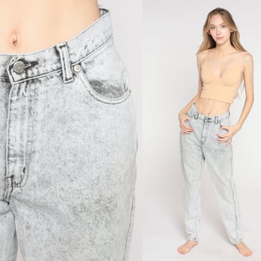 90s Acid Wash Jeans Sasson Mom Jeans Grey Denim High Waist Jeans Tapered High Rise Boho 1980s 1990s Tapered Pants Vintage Small S 26 