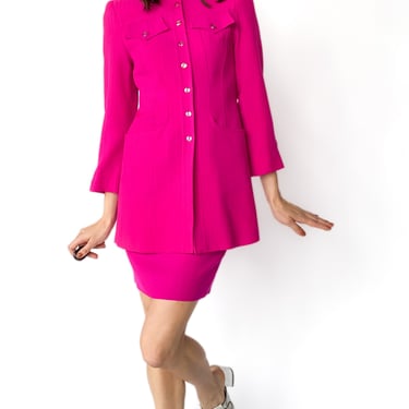 1980s Christian Lacroix Fuchsia Jacket & Skirt Set, sz. S