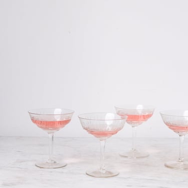 Etched  Champagne Coupe Set of 4