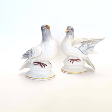 Vintage Enesco Turtle Doves Porcelain Hand Painted 12 Days of Christmas- Wedding Décor 