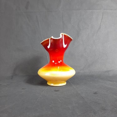 Glass Vase, Murano Style, Hand Made, Made in Yugoslavia, 1970's Prokuplje, Space Age, Vintage Vase, Retro Glass Art, Red Glass Vase 