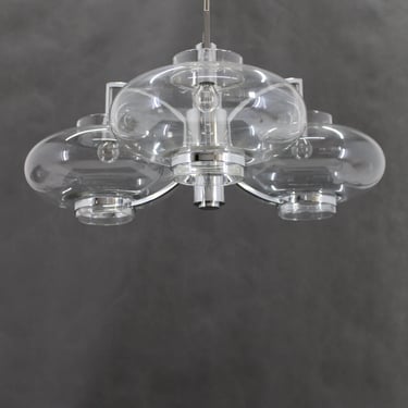 1970s Italian Chrome Plated and Glass Chandelier 