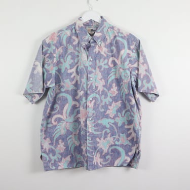 vintage REYN Spooner mid-century cotton BOXY pastel HAWAIIAN print button down shirt -- size xl 