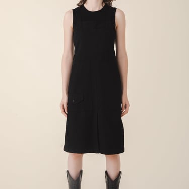 Canvas Overall Dress in Black