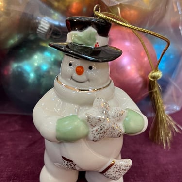 Lenox Porcelain Holiday Ornament Happy Holly Days Snowman 