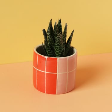 Tile Pattern Ceramic Planter / Small Indoor Planter / Cactus Plant Pot / Succulent Plant Pot 