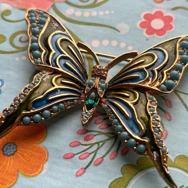 jeweled butterfly brooch vintage rhinestone jeweled pin 