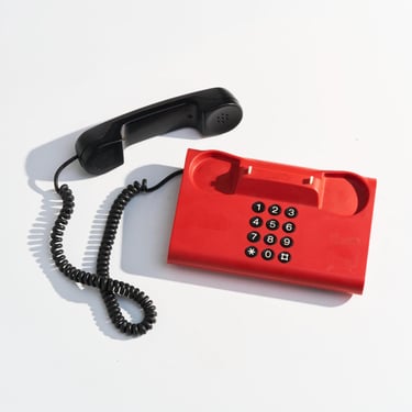 Retro Vintage Danish 1970s Telephone // Modernist Red and Black Landline Phone // Designed by Henning Andreasen 
