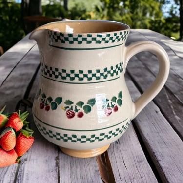 Vintage Nicholas Mosse Pottery Strawberry Medium Jug Retired Pattern 6 1/2" Tall 