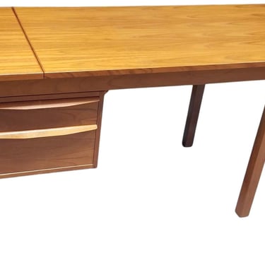 Restored Danish Mid Century Modern Teak Wood Desk with Adjustable Base and Drop Leaf 