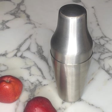 Vintage Stainless Steel French (Parisian) Cocktail Shaker - Matte Finish | 2-Piece Barware 
