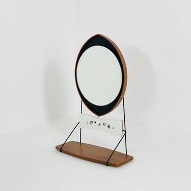 Mid century Italian wall Mirror with Suspended Shelf by Pleto CC, Italy 1960s 