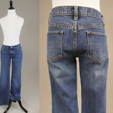 Vintage Gap Jeans Low Rise Boot Cut - 30" LOW waist with stretch - Dated 2003 - Blue Denim Pants - 34.5" inseam Sz 4 Long 