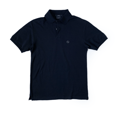 GUCCI BLACK COTTON POLO SHIRT MADE IN ITALY