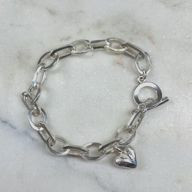 Sonja Fries | Mixed Chain Heart Bracelet with Toggle Closure in Sterling Silver