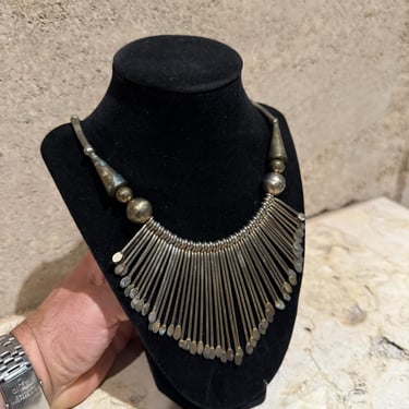 Vintage Tribal Ethnic Spoon Bib Necklace 