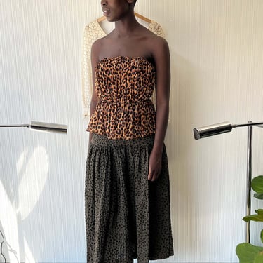 Yves Saint Laurent Leopard Print Silk Bustier 