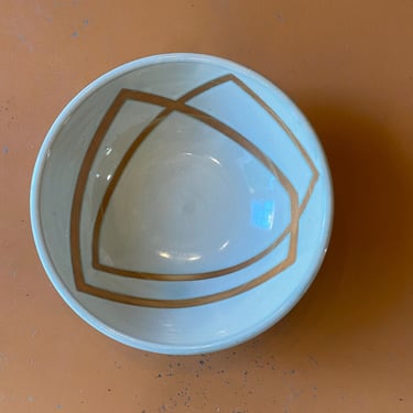 Serving Bowl - White/Blue with orange shapes 