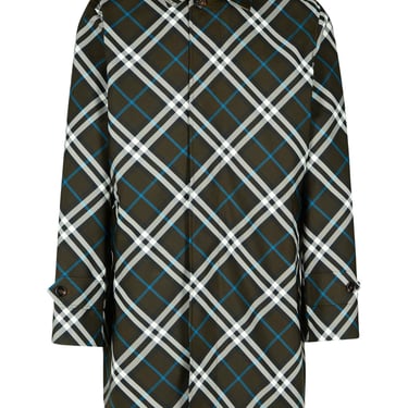 Burberry 'Check' Green Polyester Trench Coat Man