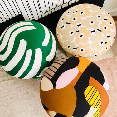 Marimekko Fabric Samples for Mushroom Ottomans 