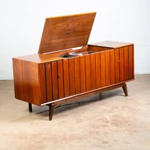 Mid Century Modern Stereo Console Record Player Zenith Serviced Hifi Radio Wood