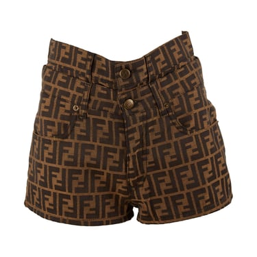 Fendi Brown Logo Double Waisted Shorts