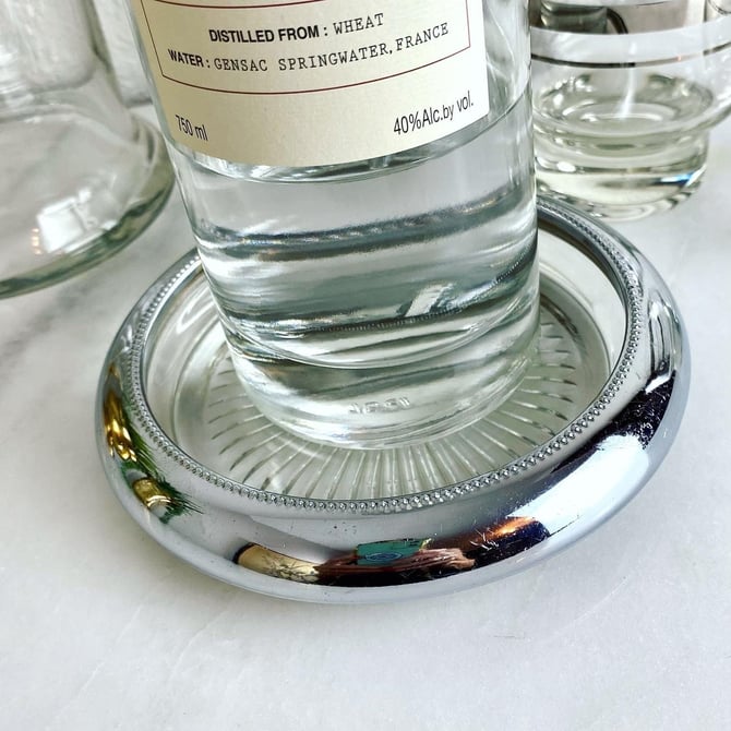 Silver Plated Crystal Bottle Coaster 