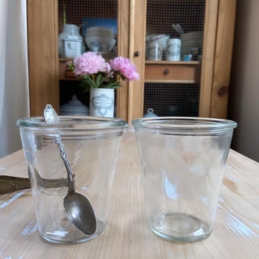 Set of 2 vi tags French clear glass jam jar- JJ2 