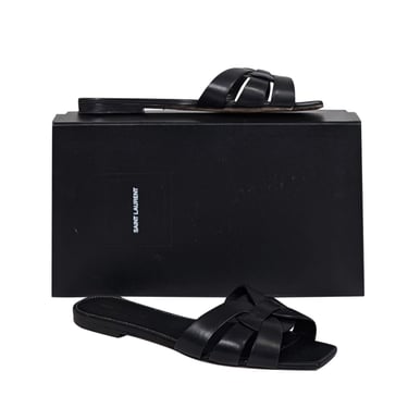 Yves Saint Laurent - Black Leather Slide Sandals Sz 9