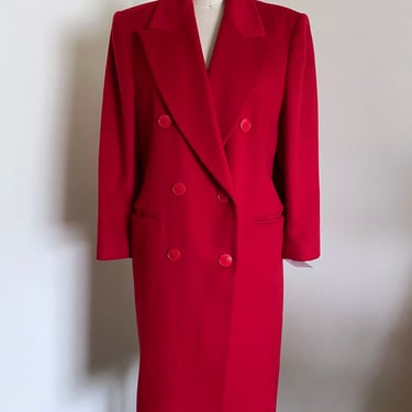 Vintage 80's Red Wool Coat by Missoni, Double Breasted, Designer Vintage 