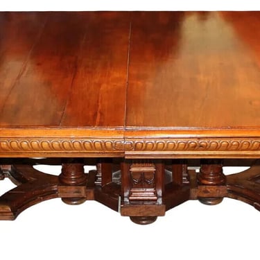 Antique Table, Dining, Massive French Renaissance Revival, Carved Walnut, 1800s!