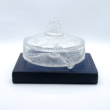 Vintage Glass Candy Dish with Lid 