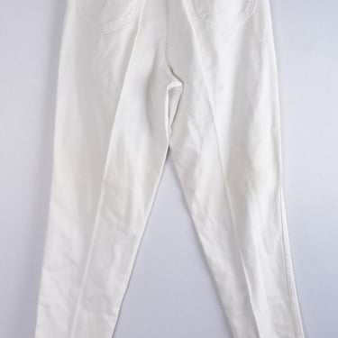 CHIC White Jeans 1980's Cotton Denim Pants Vintage size 12 Tall, High Waist 