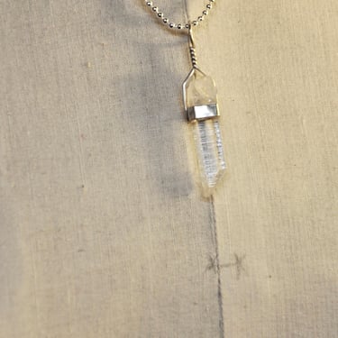 Quartz Point Crystal Pendant Necklace Sterling Silver Setting New Sterling Silver Chain Gift For Her Clear Raw Point Crystal Pendant Healing 