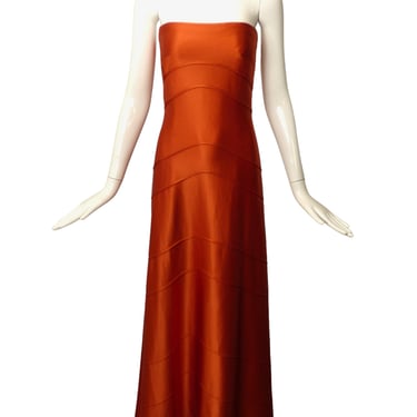 CHADO RALPH RUCCI- Orange Hammered Silk Gown, Size 6