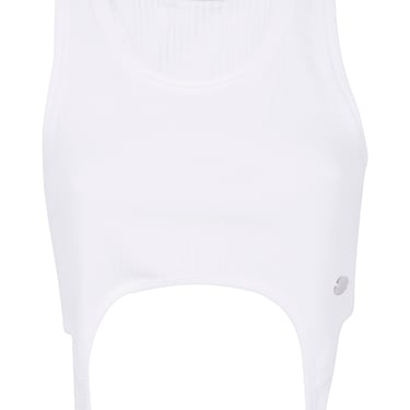 Jean Paul Gaultier Women Cotton Ribbed Bra With Lingerie Garter