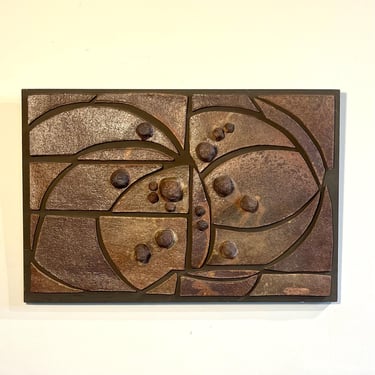 Brutalist Ceramic wall relief signed Barbara 