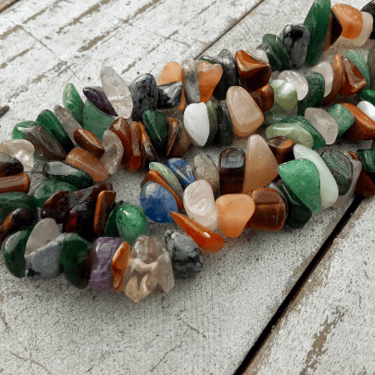 Long Strand Polished Gemstone Necklace -Semi-Precious Stone Chip