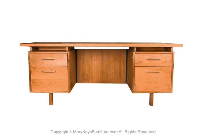 Mid Century Walnut Floating Top Executive Desk Jens Risom Style B. L. Marble Furniture Company 