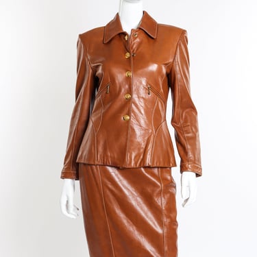 Leather Fringe Jacket & Skirt Set