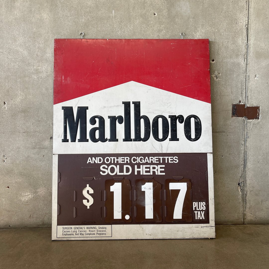 Vintage Metal Marlboro Gas Station Sign Urban Americana (Home Decor