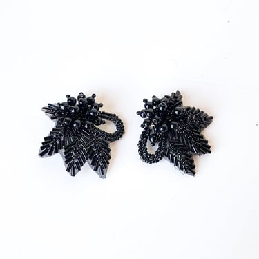 1980s Black Beaded Shoe Clips