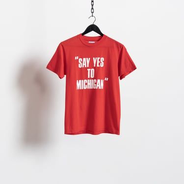 SAY Yes To MICHIGAN TOURIST Tee Vintage Classic Kitsch Red Cotton Graphic T-Shirt America 70's / Medium 