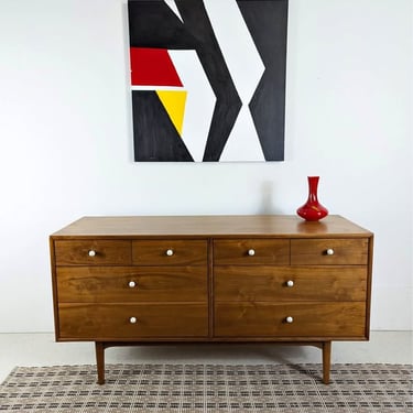 MCM 8 Drawer Walnut Dresser by Kipp Stewart for Drexel Declaration