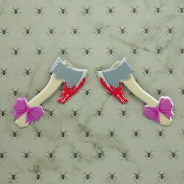 Bloody Axe Hair Clips Horror Pastel Goth Barrettes 